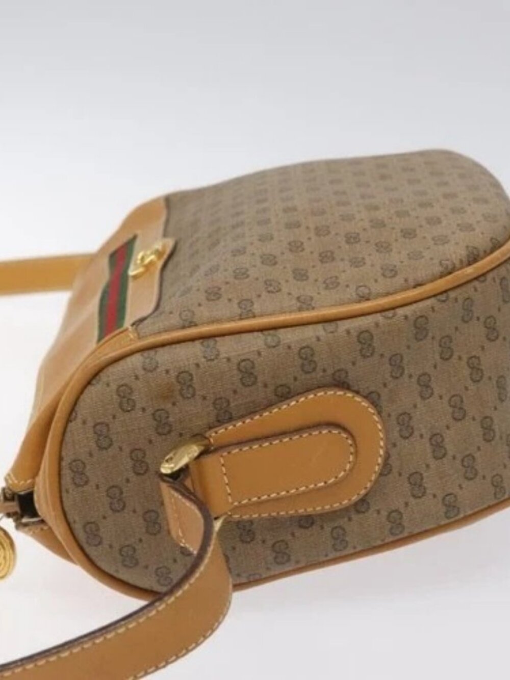 GUCCI Micro GG Supreme Web Sherry Line Bag PVC Brown 001 115 0918 Auth BA352 - Picture 4 of 16